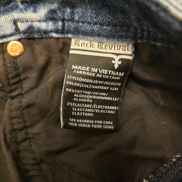 Rock Revival Moto Daviday Jeans Men's Destruction Blue Tie Dye Zippers Stretch - Picture 7 of 16